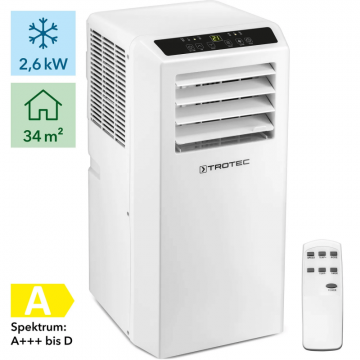 Aer conditionat portabil Trotec PAC 2610 S, Capacitate 9000 Btu, Debit 320mc/ora, Telecomanda, Display, Timer, Auto