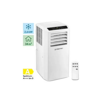 Aer conditionat portabil Trotec PAC 2610 S, Capacitate 9000 Btu, Debit 320mc/ora, Telecomanda, Display, Timer, Auto