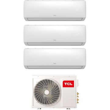 TCL Aer conditionat multisplit TCL FMA-27I3HD9912, unitate exterioara de 27000 BTU, unitati interioare 1x 12000BTU + 2x 9000BTU, Clasa A++, R32, Incalzire, Display Digital, Air flow 3D, 4 way airflow, Eco Mode, Deep clean, I feel, Sleep mode, WiFi