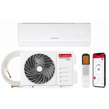 Aer conditionat Ariston Kios BS R32 12000 BTU, A++, Wi-Fi, Inverter, racire/incalzire, Auto-Curatare, cu kit de instalare inclus